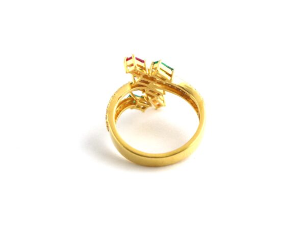 14k Yellow Gold Ruby Emerald Sapphire with Diamond Wedding Ring - Image 10