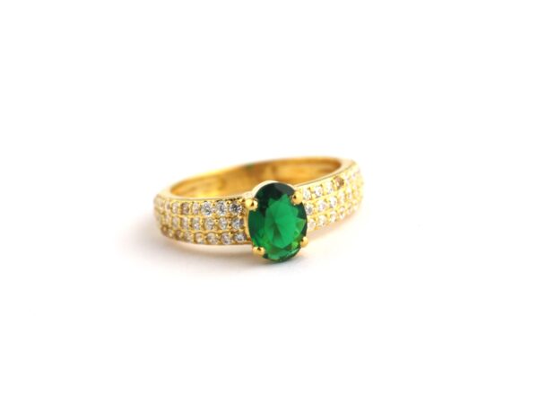Natural Emerald Oval with Real Diamond 14k Gold Ring - Image 9