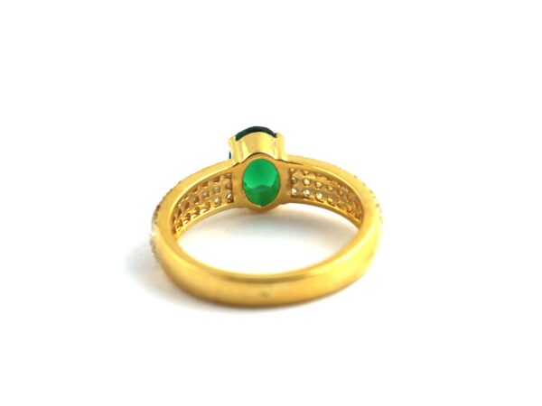 Natural Emerald Oval with Real Diamond 14k Gold Ring - Image 10