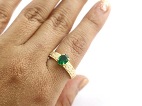Natural Emerald Oval with Real Diamond 14k Gold Ring - Image 6