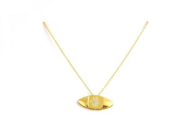 Hamsa Diamond 14k Yellow Gold Pendant Chain Necklace - Image 7