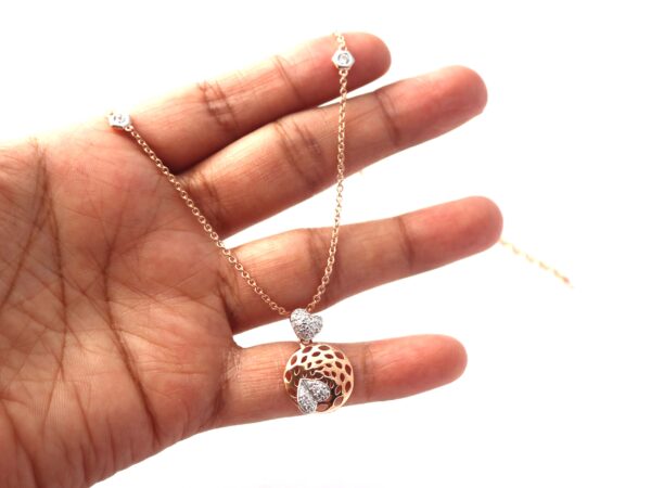 Natural Diamond 14k Rose Gold Chain Necklace For Her - Image 5