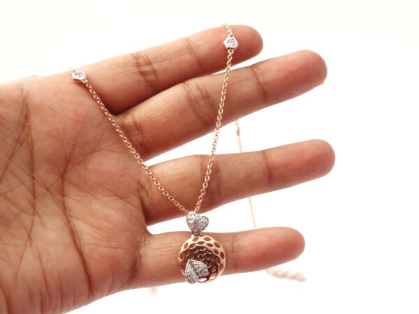 Natural Diamond 14k Rose Gold Chain Necklace For Her - Image 4