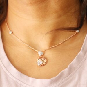 Natural Diamond 14k Rose Gold Chain Necklace For Her