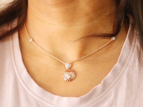 Natural Diamond 14k Rose Gold Chain Necklace For Her