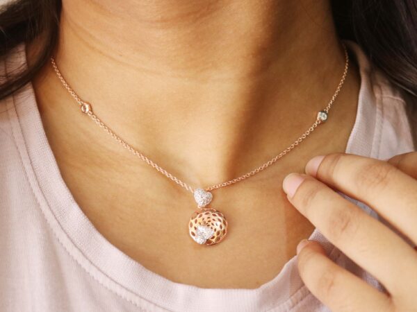 Natural Diamond 14k Rose Gold Chain Necklace For Her - Image 3