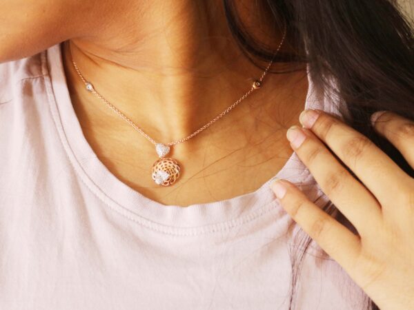 Natural Diamond 14k Rose Gold Chain Necklace For Her - Image 2