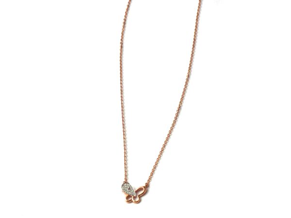 Natural Diamond 14k Rose Gold Butterfly Chain Necklace For Her - Image 5
