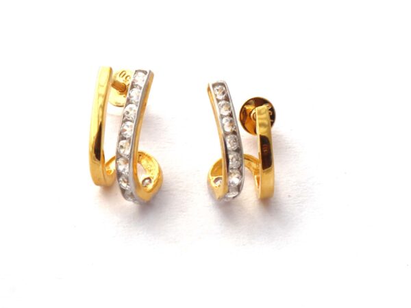 14k Yellow Gold Real Diamond Stud Earrings For Women - Image 3