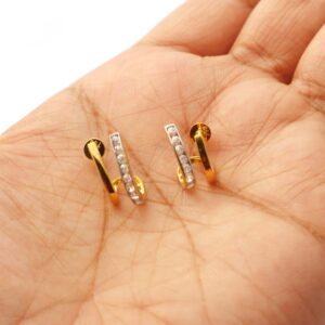 14k Yellow Gold Real Diamond Stud Earrings For Women