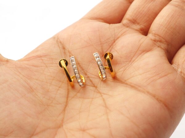 14k Yellow Gold Real Diamond Stud Earrings For Women