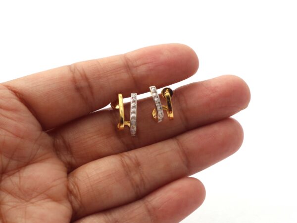 14k Yellow Gold Real Diamond Stud Earrings For Women - Image 2