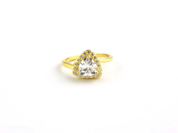 Moissanite Trillion 14k Solid Yellow Gold Wedding Ring For Wife - Image 3