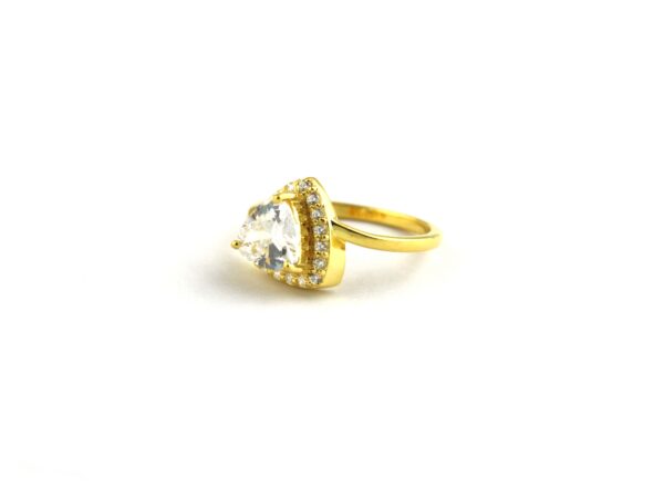 Moissanite Trillion 14k Solid Yellow Gold Wedding Ring For Wife - Image 8