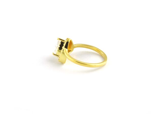 Moissanite Trillion 14k Solid Yellow Gold Wedding Ring For Wife - Image 10
