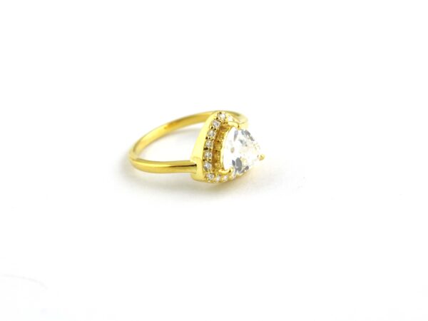 Moissanite Trillion 14k Solid Yellow Gold Wedding Ring For Wife - Image 9
