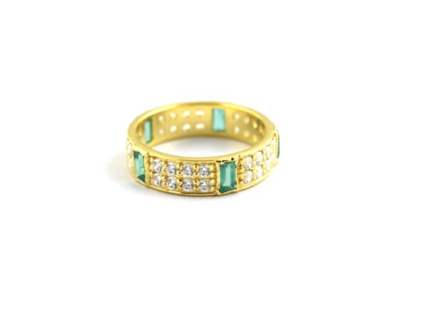 Natural Emerald Octagon with Real Diamond 14k Gold Wedding Band Ring - Image 10