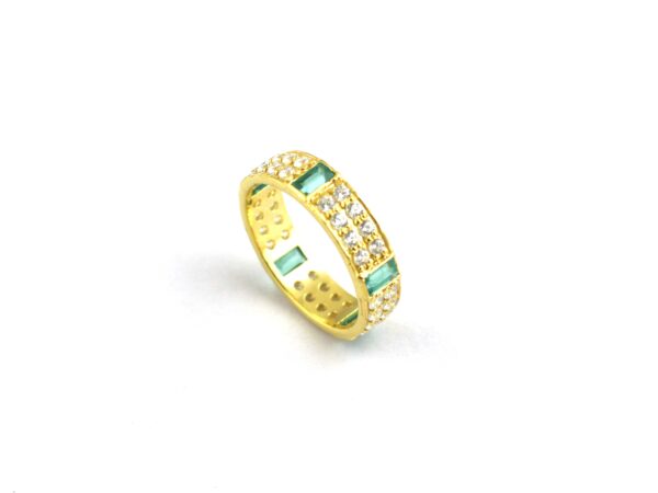 Natural Emerald Octagon with Real Diamond 14k Gold Wedding Band Ring - Image 8