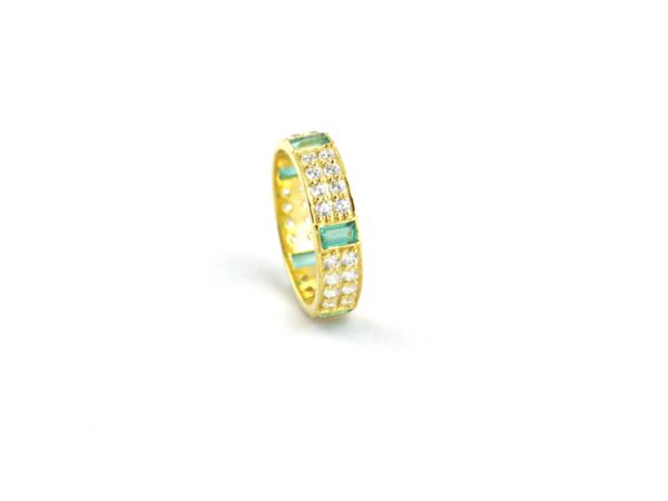Natural Emerald Octagon with Real Diamond 14k Gold Wedding Band Ring - Image 7