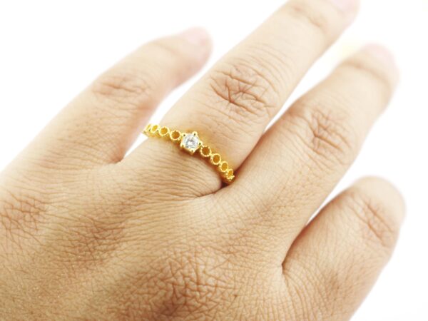 Real Diamond 18k Solid Yellow Gold Dainty Engagement Ring For Her - Image 6