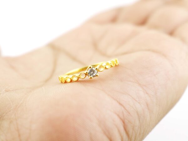 Real Diamond 18k Solid Yellow Gold Dainty Engagement Ring For Her - Image 5