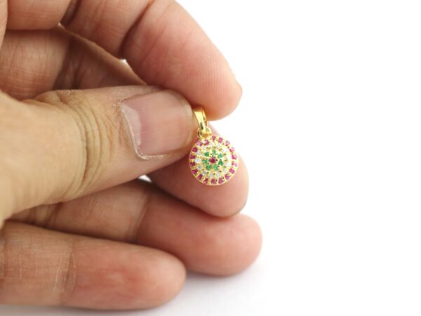 Natural Ruby Diamond Evil Eye 18k Yellow Gold Pendant Necklace - Image 6