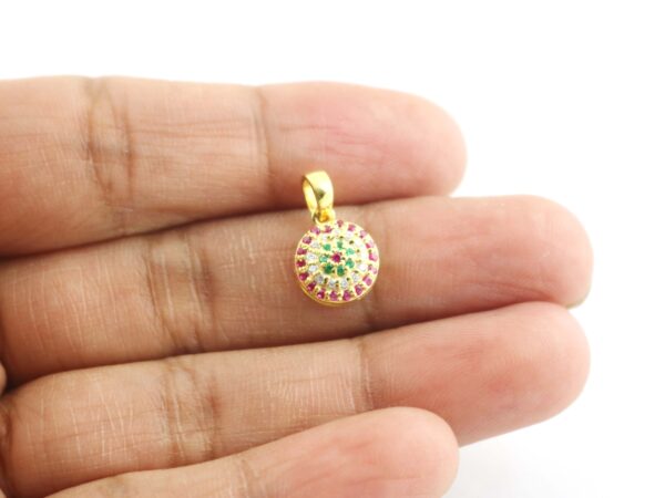 Natural Ruby Diamond Evil Eye 18k Yellow Gold Pendant Necklace - Image 5