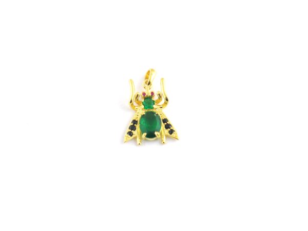 Emerald Honey Bee 14k Yellow Gold Pendant Necklace For Her - Image 7