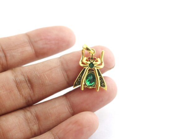 Emerald Honey Bee 14k Yellow Gold Pendant Necklace For Her - Image 8