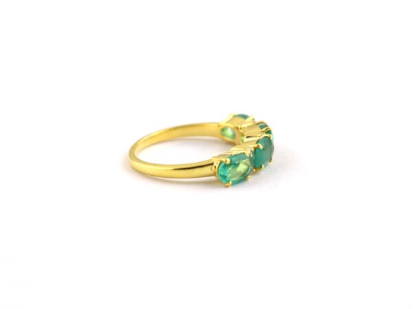 Natural Emerald with Diamond Half Eternity 14k Gold Wedding Ring - Image 8