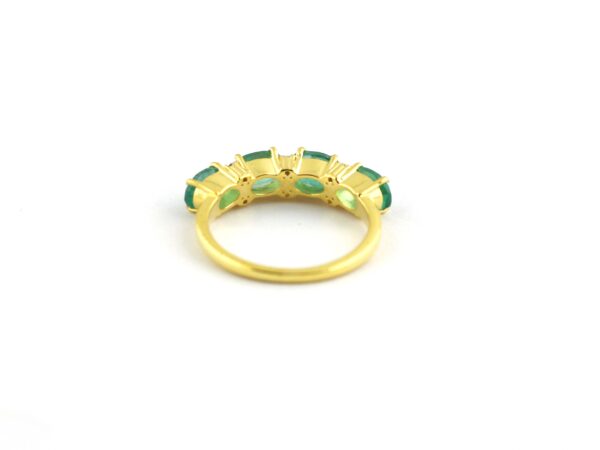 Natural Emerald with Diamond Half Eternity 14k Gold Wedding Ring - Image 9