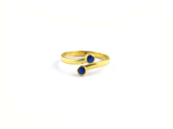 Blue Sapphire18k Yellow Gold Minimalist Dainty Engagement Promise Ring - Image 7