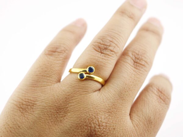 Blue Sapphire18k Yellow Gold Minimalist Dainty Engagement Promise Ring - Image 6