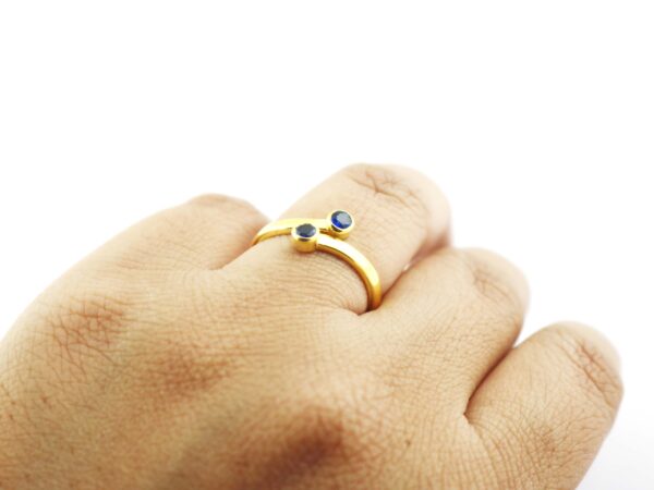 Blue Sapphire18k Yellow Gold Minimalist Dainty Engagement Promise Ring - Image 5