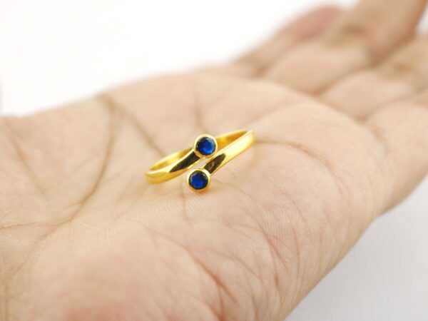 Blue Sapphire18k Yellow Gold Minimalist Dainty Engagement Promise Ring - Image 4