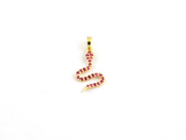 Natural Ruby Snake 14k Yellow Gold Animal Lover Pendant Necklace Gift - Image 9