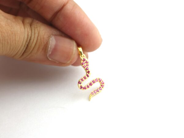 Natural Ruby Snake 14k Yellow Gold Animal Lover Pendant Necklace Gift - Image 7