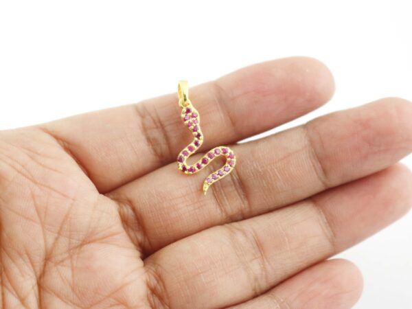 Natural Ruby Snake 14k Yellow Gold Animal Lover Pendant Necklace Gift - Image 6