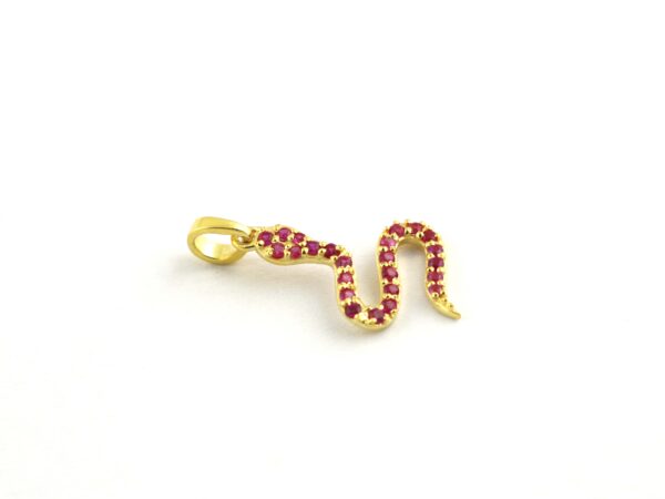 Natural Ruby Snake 14k Yellow Gold Animal Lover Pendant Necklace Gift - Image 5