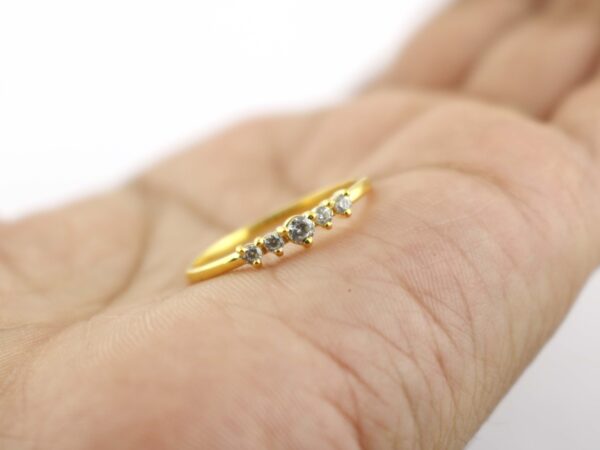 Real Diamond 18k Yellow Gold Minimalist Dainty Engagement Ring - Image 6