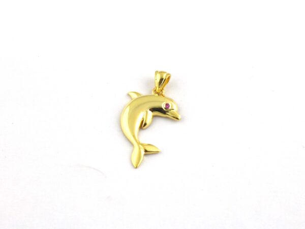Dolphin Charm 14k Yellow Gold Animal Lover Pendant Necklace - Image 8