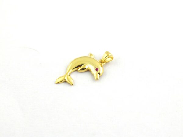 Dolphin Charm 14k Yellow Gold Animal Lover Pendant Necklace - Image 9