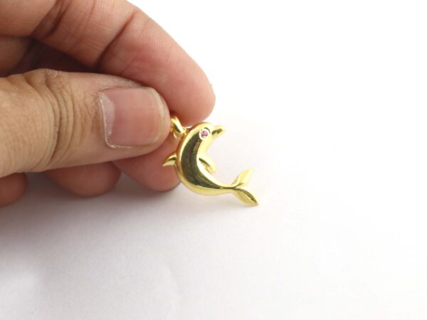 Dolphin Charm 14k Yellow Gold Animal Lover Pendant Necklace - Image 6