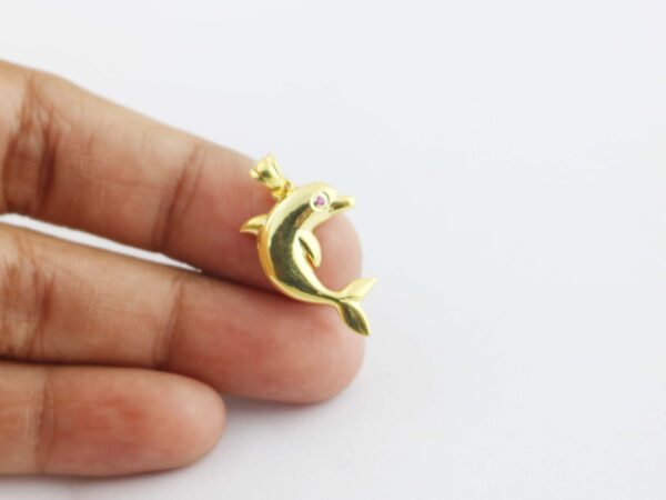 Dolphin Charm 14k Yellow Gold Animal Lover Pendant Necklace - Image 5