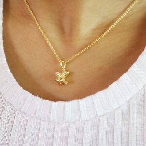 Dragonfly Charm 18k Yellow Gold Animal Lover Pendant Necklace