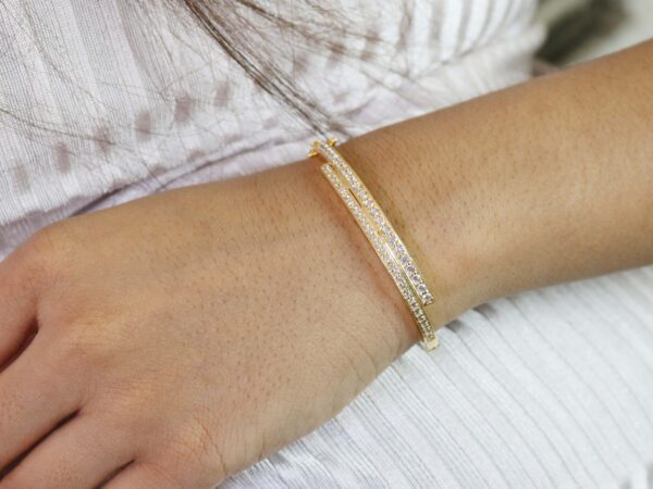 18k Solid Yellow Gold Real Diamond Bracelet For Women Anniversary Gift - Image 6