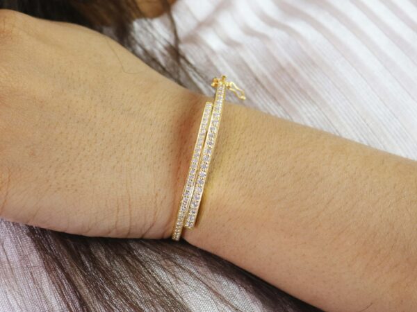 18k Solid Yellow Gold Real Diamond Bracelet For Women Anniversary Gift