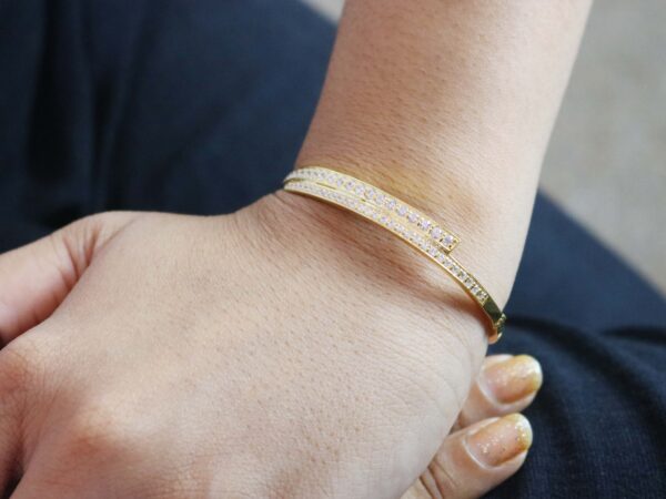 18k Solid Yellow Gold Real Diamond Bracelet For Women Anniversary Gift - Image 9