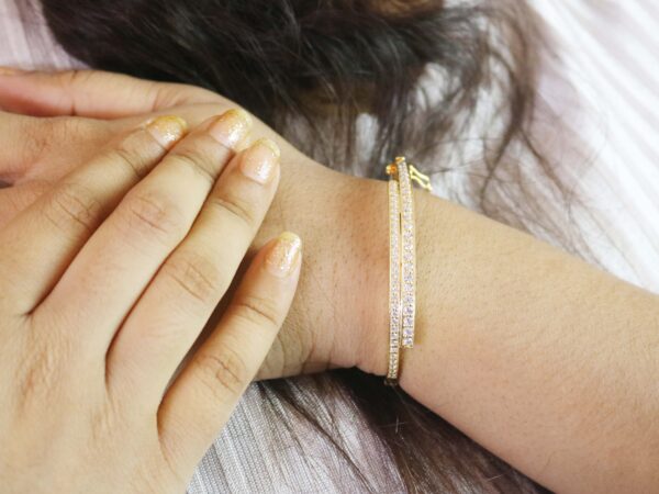 18k Solid Yellow Gold Real Diamond Bracelet For Women Anniversary Gift - Image 8