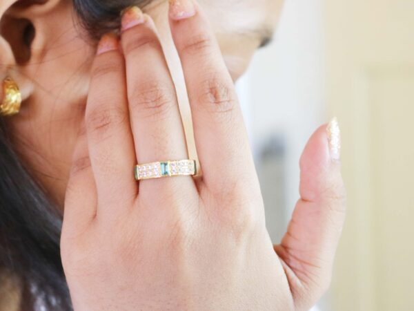 Natural Emerald Octagon with Real Diamond 14k Gold Wedding Band Ring